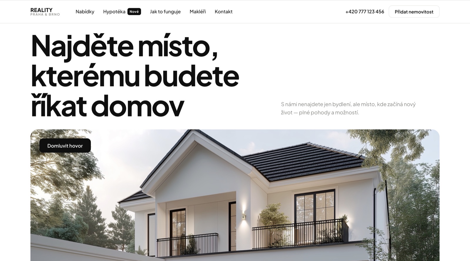 Prémiová realitka — desktopová verze webu